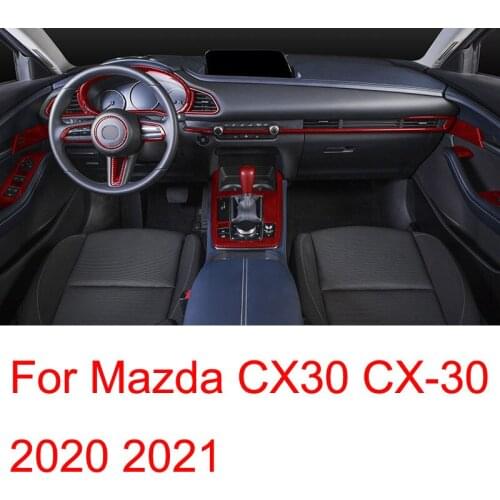 Car Automotive Interior Decoration Protective Trim Red Carbon Fiber Trim for Mazda CX30 CX-30 2020 2021 Car Accessories