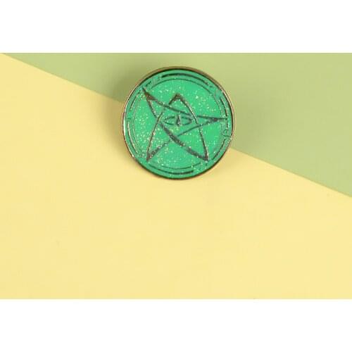 Flowing Pentagram Magic array Enamel Pins Green Round Colorful powder Brooches Badges Bag Lapel Pins Jewelry Gifts For Friends