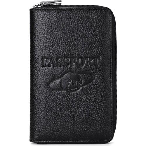 Genuine leather passport holder Long Russia passport cover Men Wallet For passport Business Card holder Folder for documents