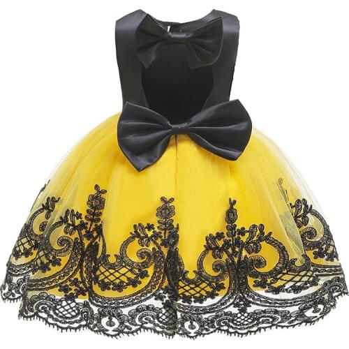Backless Double Dress Girl Large Bow Hollow Dress for Girls baby Stage infant Childrens Dresses 1-5 Year Halloween Party Gift