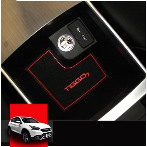 Lsrtw2017 Emulsion Car Interior Anti-slip Mat Door Slot Pad for Chery Tiggo 7 2016 2017 2018 2019 Accessories Auto Sticker