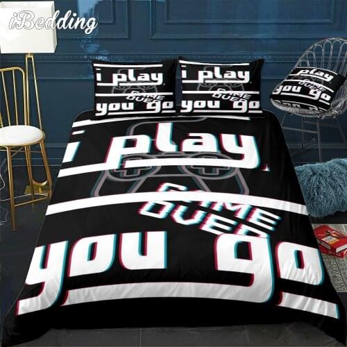 Gamer Letter Bedding Set Luxury Comforter Duvet Cover with Pillowcases 2/3pcs Bedroom Decor Size Twin Full Queen King