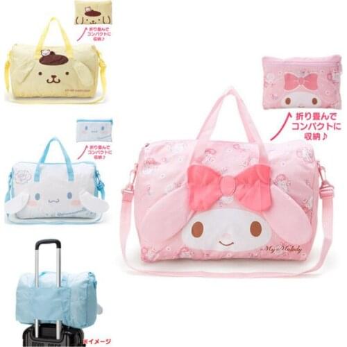 Kawaii Large Capacity Handbag ToyBig Ear Dog Bunny Puding Cartoon Foldable Travel Duffle Bag Portable Bag Toys Girls Gift