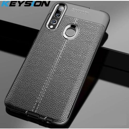 KEYSION Leather Lichee Litchi Texture Case for Huawei Honor 9X Global Matte Soft Silicone Phone Back Cover for Honor 9X Premium