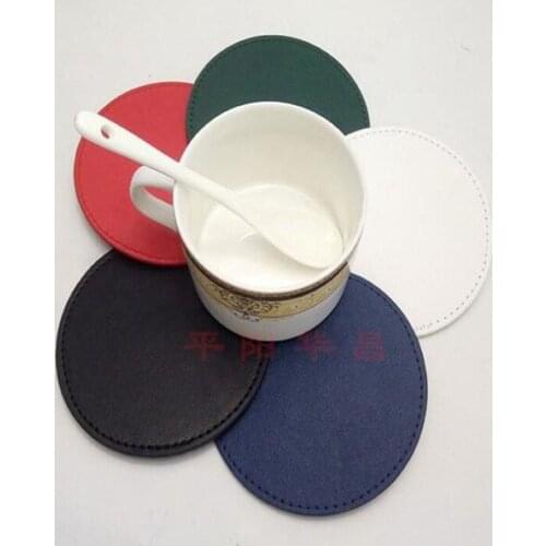 Leather Food Dish Coffee Cup Mat Coaster Round Shape Nonslip Place Mat Pads Kitchen Accessories