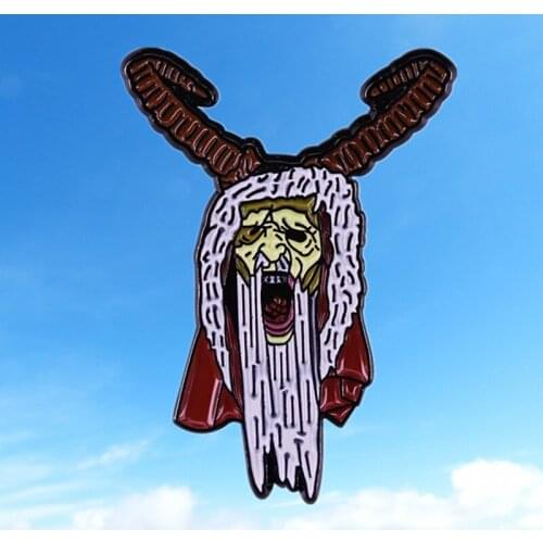Krampus Dark Elf bad Santa half-goat half-demon monster Sheep Enamel Pin St. Nicholas Demonic Companion Christmas brooch