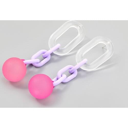 Colorful Acrylic Chains Drop Earring For Women And Girls Fashion New Rainbow Hip Hop Round Dangle Earring Gift