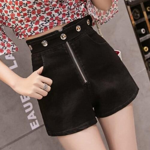 Summer short Jeans Women Casual denim booty shorts High Waist buttons Slim Black denim shorts Women