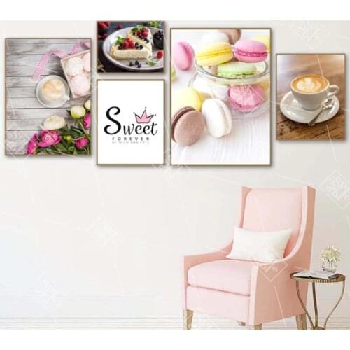 Macaron Cake Coffee Canvas Art Painting Nordic Home Decoration Posters And Prints Wall Pictures For Kitchen Restaurant No Framed