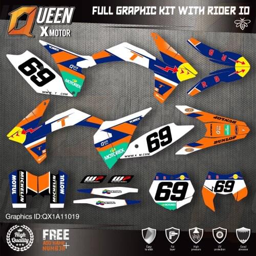 QUEEN X MOTOR Custom Team Graphics Decals Stickers Kit For KTM 2011 2012 SX SXF , 2012 2013 EXC XC-W EXC-F 019