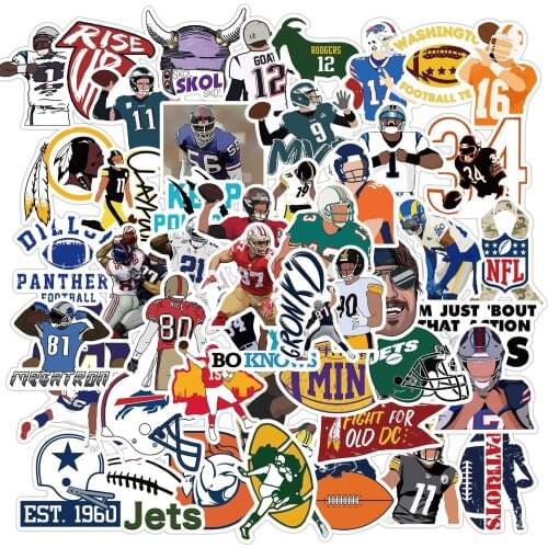American Football Outdoor Sports Graffiti Aesthetic Sticker Luggage Skateboard School Office Stationery DIY Decoration 50PCS