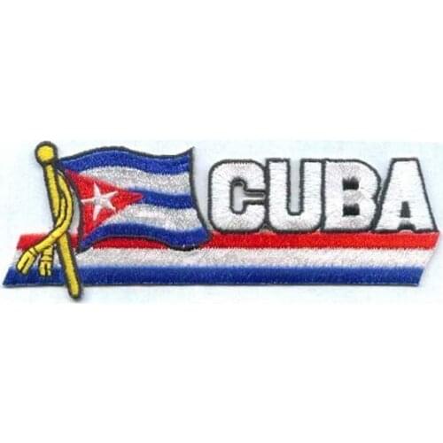Cuba Flag Patch Apparel Labels and Tags Embroidered Garment Tags Heat Cut Edge & Iron On Backing Customized MOQ50pcs