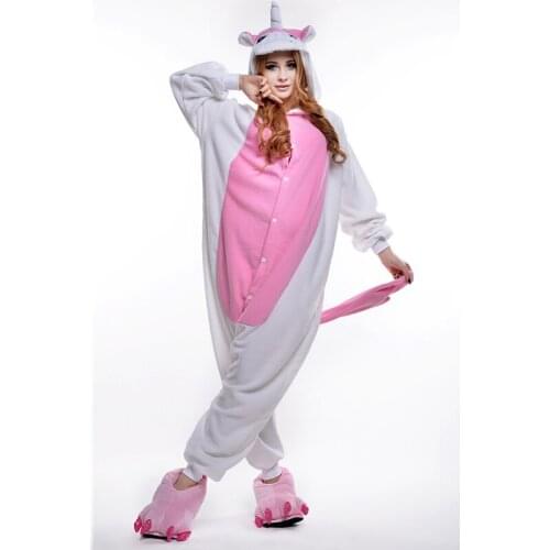 Pink Unicorn Unisex Adult OnePiece Pajamas Cosplay Onesies Cartoon Animal Sleepwear Pyjamas Christmas Halloween Costume