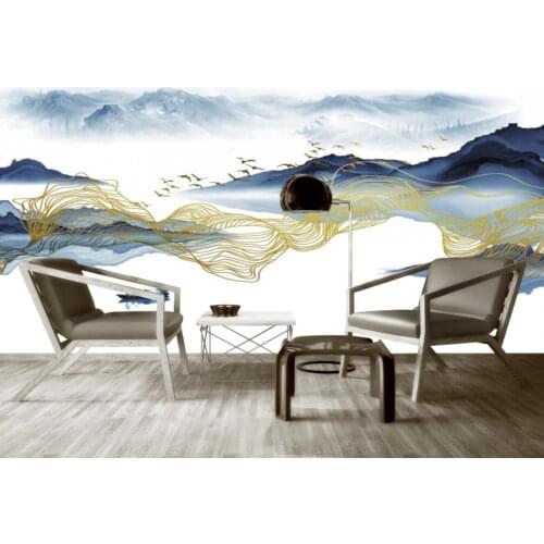 Custom wallpaper Chinese landscape painting line background wall mural home decoration living room bedroom mural 3d wallpaper