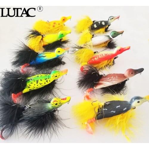 LUTAC Floating Duck Lure 105mm 29g LD01B Feather Tail Treble HooK Sea Bass Artificial Hard Plastic Simulated Bait