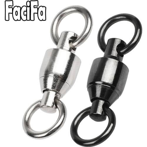 10pcs Heavy Duty Ball Bearing Barrel Fishing Rolling Swivel Stainless Steel Connector Solid Ring Size 0 to 10
