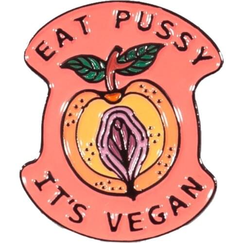 Vegan Brooch vagina feminist pin Apple fruit jewelry perfect gift for vegetarians