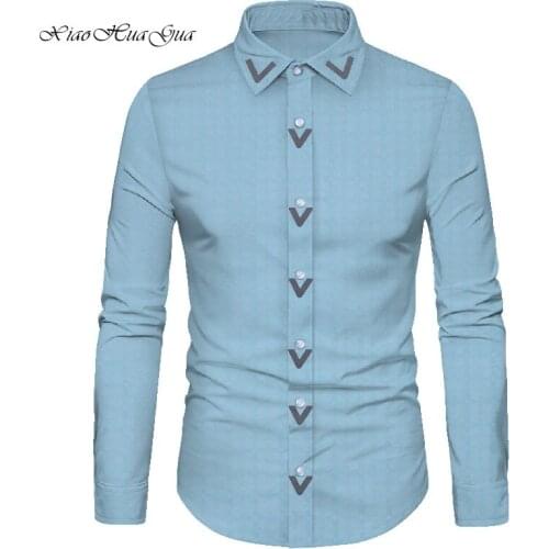 2019 spring&autumn african casual shirt for men tailor made full sleeve single breasted mens shirt african men clothing wyn873