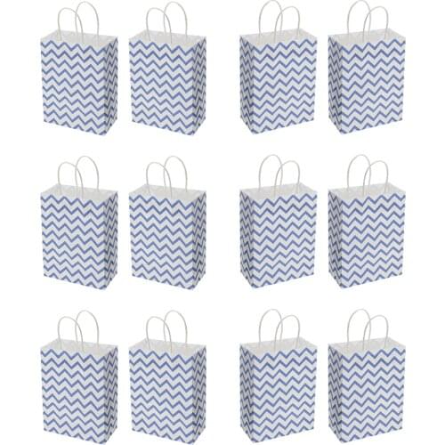 12x Vintage Wave Paper Shopping Bags Merchandise Gifts Bags with Rope Handdles for Halloween Christmas Birthday Party