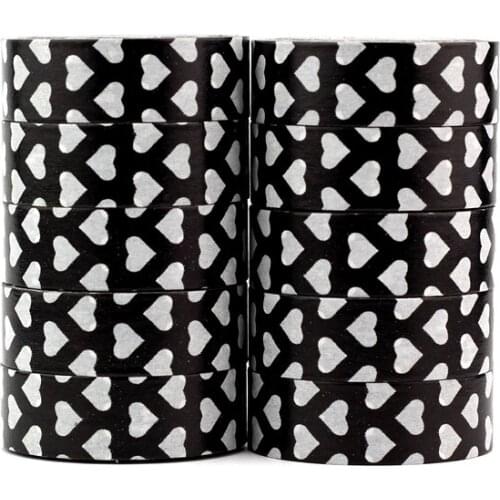 High quality 10pcs/lot Cute Black and White Hearts Washi Tapes DIY Decor Scrapbook Planner Adhesive Masking Tape Cute Stationery