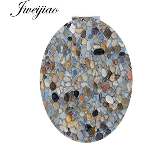 Youhaken Marble Tools Oval Accessories Makeup Portable mirror stone texture PU Folding Mini pocket mirror for girls party MS35