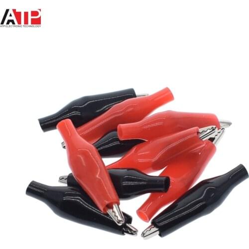 10pcs/lot 28MM Metal Alligator Clip G98 Crocodile Electrical Clamp for Testing Probe Meter Black and Red with Plastic Boot Rated