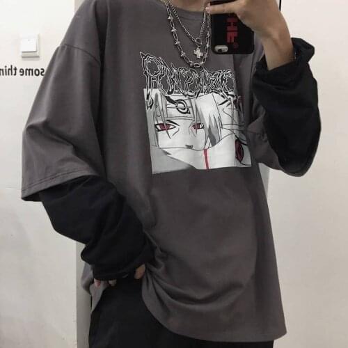 Cool Fashion Korean Streetwear Ladies Autumn Punk Tops Tees Women Printed Long Sleeve T Shirts Casual Hip Hop Clothing