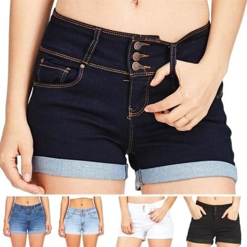 Plus Size Womens Ladies High Waist Short Jeans Shorts Denim Pants
