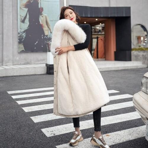 Winter Thick Warm Coat Women Parka Fur Collar Hooded Pockets Long Plus Size Snow Outerwear Loose Down Cotton Padded Jacket H1667