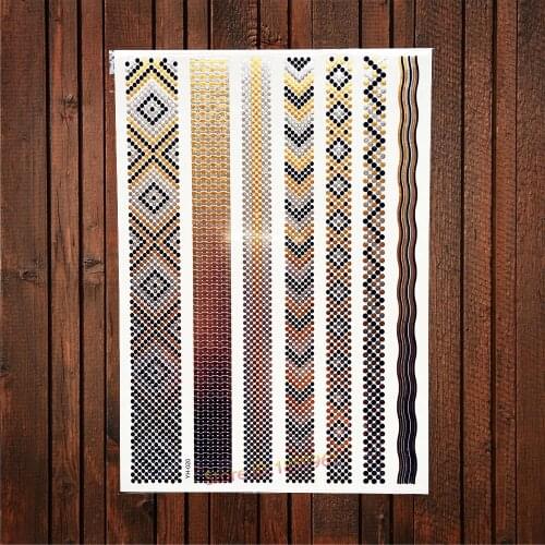 1PC Leopard Panther Skin Fake Flash Metallic Gold Temporary Tattoo Women Large Body Art Arm Sleeve Snake Tattoo Jewelry Stickers