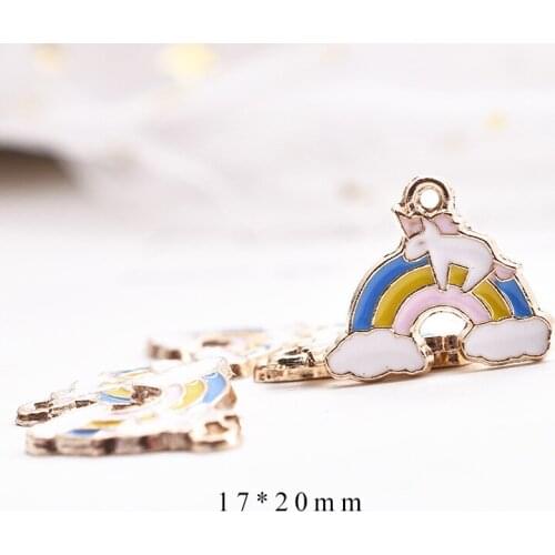 10pcs/Lot Unicorn Rainbow 17*20mm Diy Design for Jewelry Making Earring Bracelet or Necklace Handmade Enamel Charms