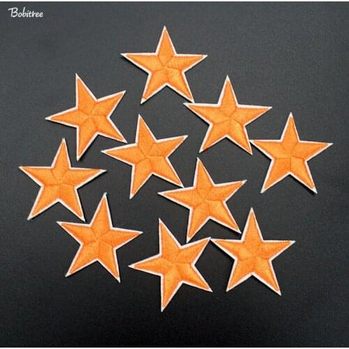 10 pcs Orange Stars Clothes Patches Ironing Stickers on clothes Appliques Cheap Embroidered Patches For Kids Clothes