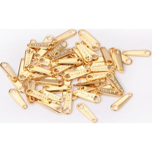 ASON100pcs/lot Stainless Steel Charm Gold/Silver Color Steel Extend Connector with2 Holes Chain Tags for Jewelry Making Supplies
