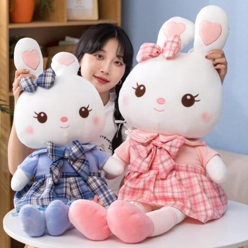 115cm Big Kawaii Cartoon JK Uniform Dress Rabbit Plush Toys Long Legs Bunny Doll Quality Animal Crossing Plush Baby Room Toys