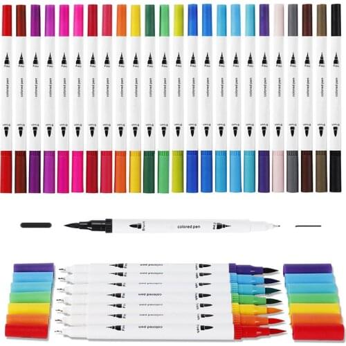 12/24 Colors Dual Tips Brush Pen Markers Manga Sketching Markers Watercolor Pen Alcohol Felt Drawing Set Art School Supplies
