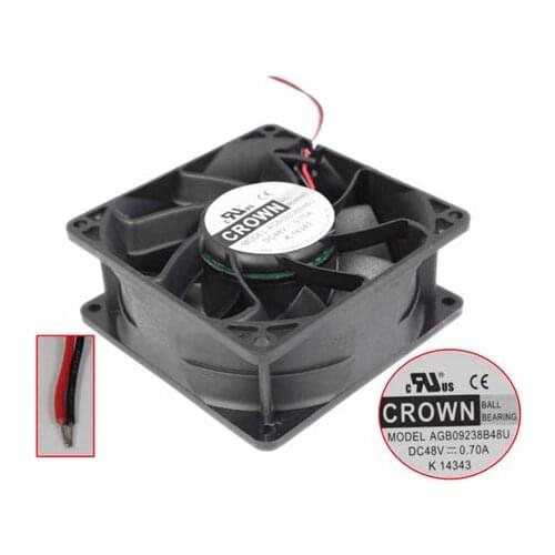 CROWN AGB09238B48U DC 48V 0.7A 92x92x38mm 2-Wire Server Cooling Fan