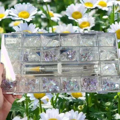 2000pcs/box AB-side CRYSTAL/RED/Blue Nail RHINESTONES SET HANDMADE 1Waxpen Gold-Flat-Back Nail ART Gemstones Kit ZB32