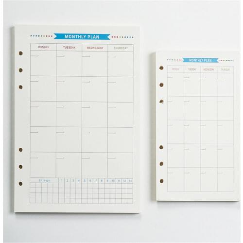 40 Sheets A5/A6 6 Ring Binder Refills Notebook Inner Pages Weekly Monthly Planner Journal Notebook To Do List Loose Leaf Binder