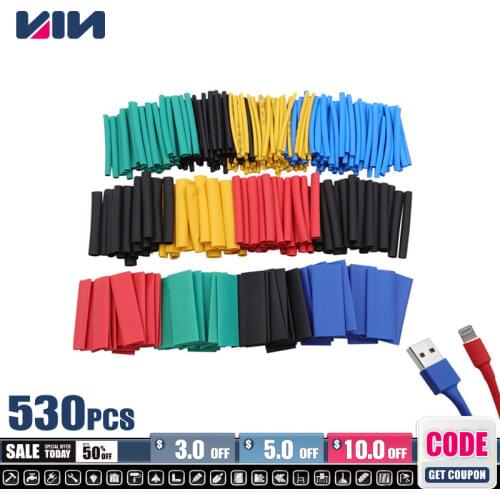 530Pcs Heat Shrink Sleeving Tube Set Shrinkage Kit Electrical Connection Wire Wrap Cable Sleeve Waterproof Polyolefin Tubes