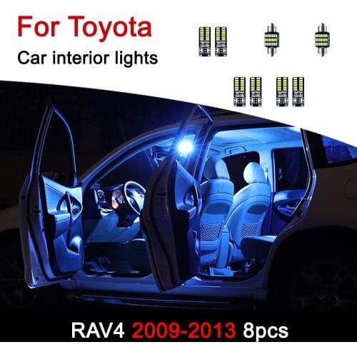 For Toyota RAV4 2009 2010 2012 2013 Car LED Bulbs Interior lights Kit Dome Car interior lights Trunk Lamp Accessories 8pcs