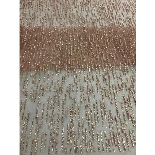 Hot sale African French net tulle Lace Fabric for party glued SYJ-52511 glitter sequins lace fabric