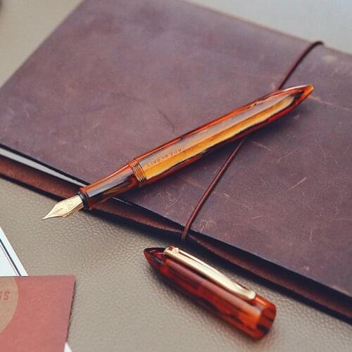 LIY (Live In You) MITU Acrylic Creative Fountain Pen Brown Resin Schmidt Nib EF/F & Converter Golden Trim Writing Gift Pen Set
