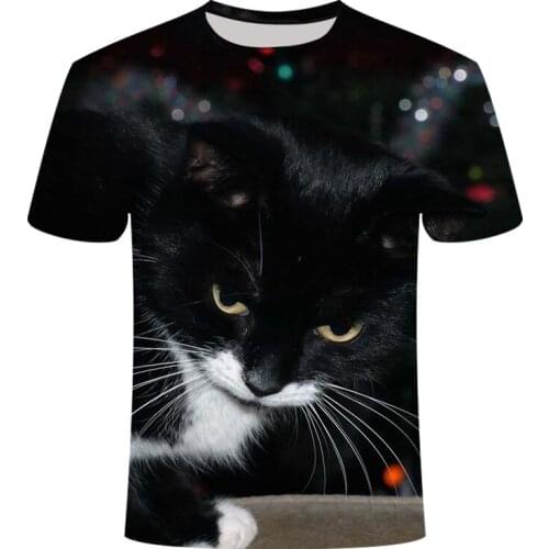 Black and white Cats T-shirt Men/Women 3d Print Meow Star Cat Hip Hop Cartoon T-Shirts Summer Tops Tees Fashion 3d shirts