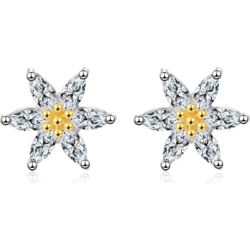 Everoyal Vintage Crystal Flower Girls Stud Earrings Jewelry Top Quality Silver 925 Earrings for Women Party Accessories Female