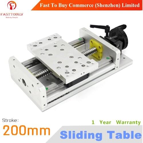 Stroke 200mm C7 CNC Sliding Table Lead Screw 1605 Manual Operation Linear Guides Repositioning Resolution 0.02mm for CNC Machine
