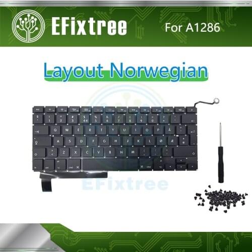 New Laptop A1286 Keyboard Layout Norwegian For Macbook Pro 15'' A1286 Keyboard+Backlight Backlit+Screws 2009-2012 Year