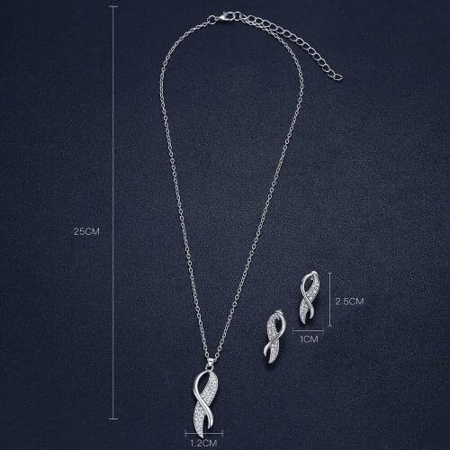 Fashion 1Set Necklace Knot Women Crystal Earrings Pendant Jewelry Set Section Dangle Earrings For Anniversary Day Jewelry