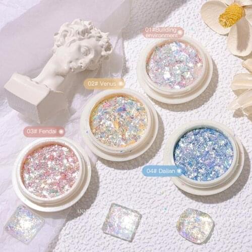 4 Colors Creative Colourful Edelweiss Brocade Powder Nail Art Glitter Nail Art Opal Powder Manicure Nail Sequins Decorations