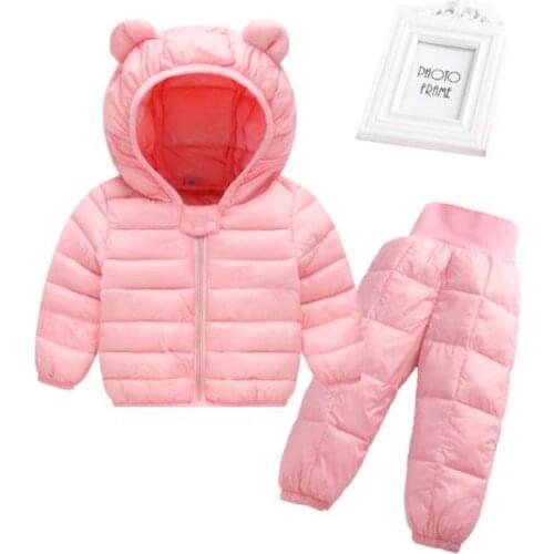 Kids Jackets +Pants Sets 2pcs for Girls Hooded Spring Winter Warm Children Baby Jacket&Outwear Toddler Infant Clothes Suit Boys