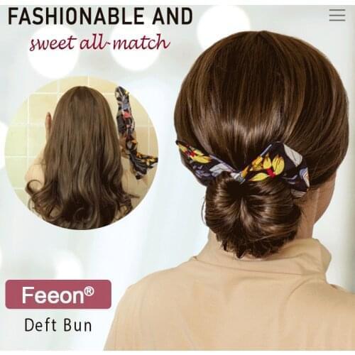 Deft Bun Women Fashion Fabric Hair Bands hair rope Summer Knotted Wire Headband Print Hairpin